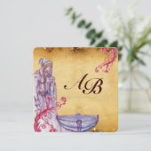 VIVIEN MONOGRAM  perkament paars Kaart (Staand voorkant)