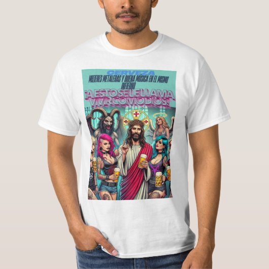 Viviendo Como Dios: Cristo y Su Fiesta de Cerveza T-shirt (Voorkant)