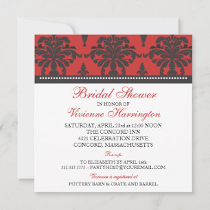 Vivienne Damask Bridal Shower Invitation Kaart