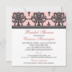 Vivienne Damask Bridal Shower Invitation Kaart