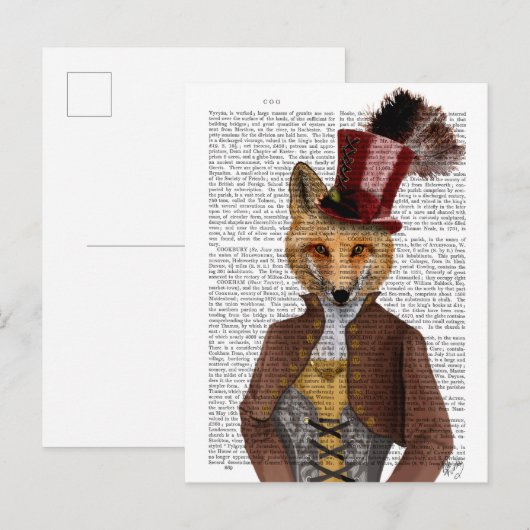 Vivienne Steampunk Fox Briefkaart (Voorkant / Achterkant)