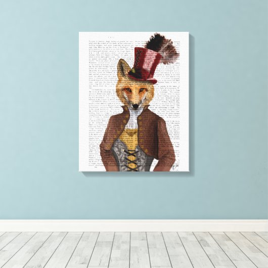 Vivienne Steampunk Fox Canvas Afdruk (Insitu (Houten vloer))