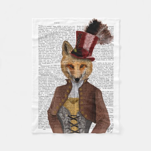 Vivienne Steampunk Fox Fleece Deken (Voorkant)