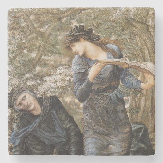 Viviens Beguiling van Merlijn (Edward Burne-Jones) Stenen Onderzetter (Voorkant)