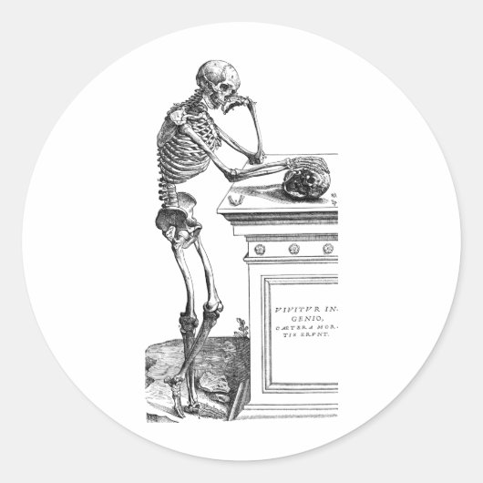 Vivitur Ingenio - Skeleton Ronde Sticker (Voorkant)