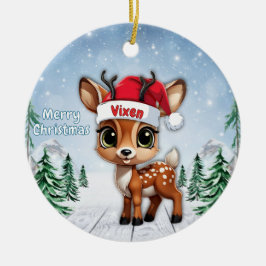 Vixen Baby Deer, Fawn, Doe, Reindeer 🦌🎄 Keramisch Ornament