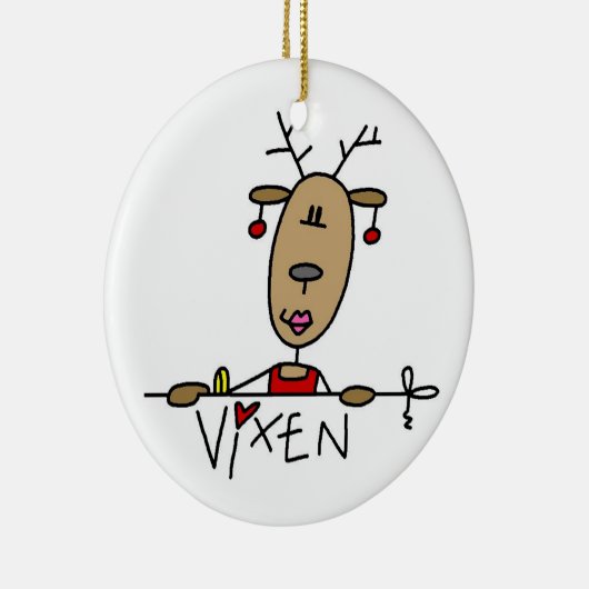 Vixen de Reindeer Kerstkeepomwille Ornament (Rechts)