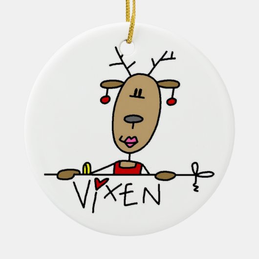Vixen de Reindeer Kerstkeepomwille Ornament (Voorkant)