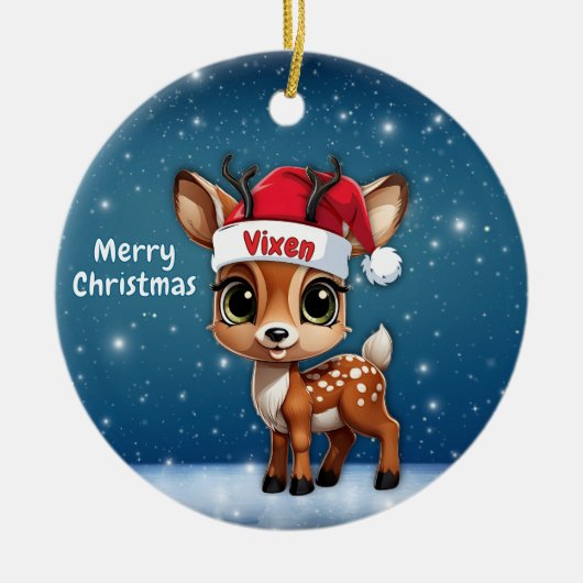 Vixen Deer, Fawn, Doe, Reindeer🦌 🎄 Keramisch Ornament (Voorkant)