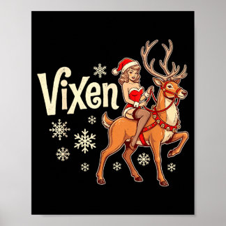 Vixen kerst rendier pin-up meisje vintage sint poster