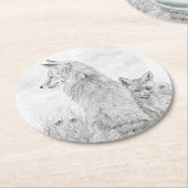 Vixen met kit ronde kartonnen onderzetter (Gebogen)