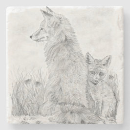 Vixen met kit stenen onderzetter
