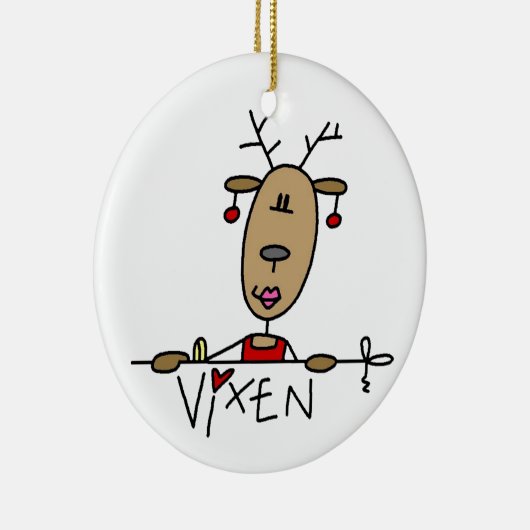 Vixen Reindeer Kerstoverhemden en cadeautjes Keramisch Ornament (Rechts)