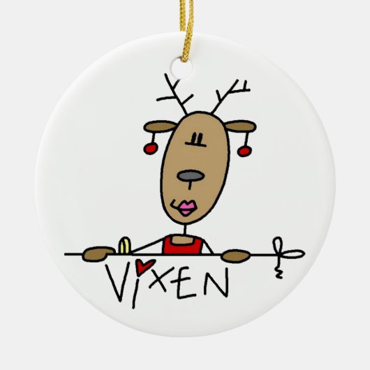 Vixen Reindeer Kerstoverhemden en cadeautjes Keramisch Ornament (Voorkant)