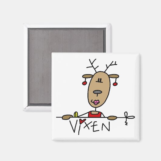 Vixen Reindeer Kerstoverhemden en cadeautjes Magneet (Voorkant / Achterkant)
