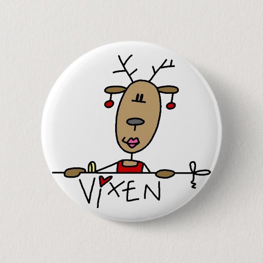 Vixen Reindeer Kerstoverhemden en cadeautjes Ronde Button 5,7 Cm (Voorkant)
