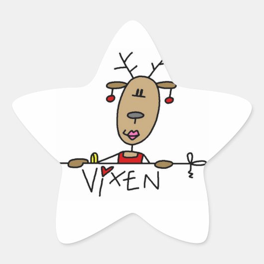 Vixen Reindeer Kerstoverhemden en cadeautjes Ster Sticker (Voorkant)