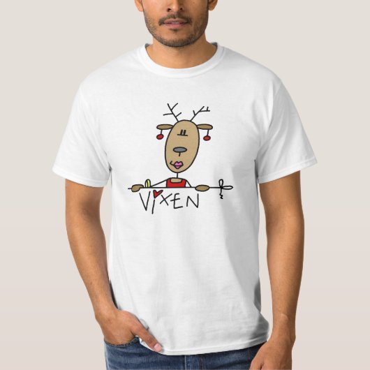 Vixen Reindeer Kerstoverhemden en cadeautjes T-shirt (Voorkant)