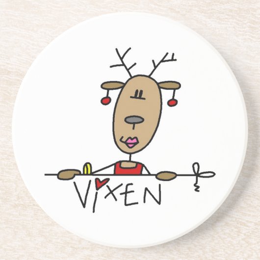 Vixen Reindeer Kerstoverhemden en cadeautjes Zandsteen Onderzetter (Voorkant)