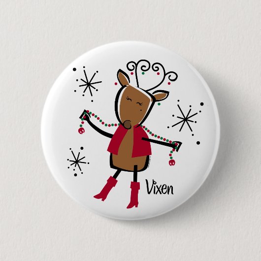 Vixen Reindeer Ronde Button 5,7 Cm (Voorkant)