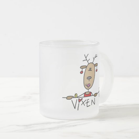 Vixen Reindeer Tshirts en Gifts Matglas Koffiemok (Voorkant rechts)