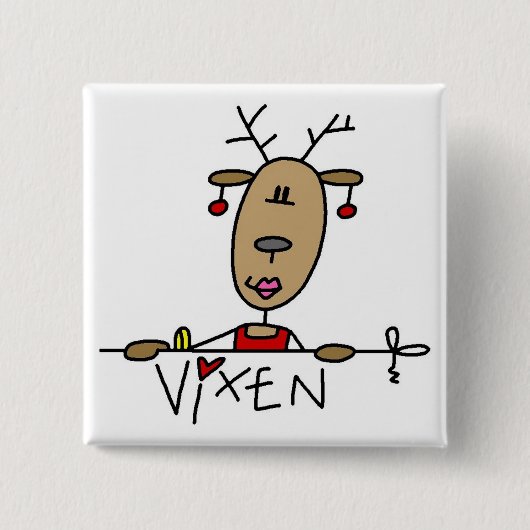 Vixen Reindeer Tshirts en Gifts Vierkante Button 5,1 Cm (Voorkant)