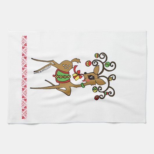 "Vixen"-rendier Theedoek (Horizontaal)