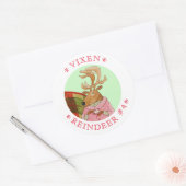 VIXEN RENDIEREN Grote ronde Stickers (Envelop)