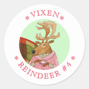 VIXEN RENDIEREN Kleine ronde Stickers
