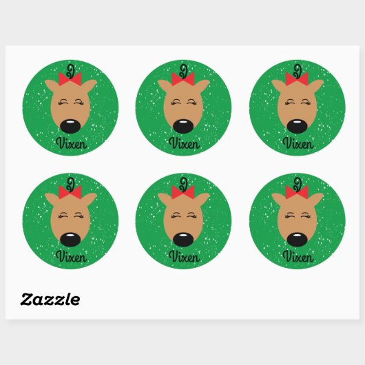 Vixen renindeer Classic Round Sticker (Vel)