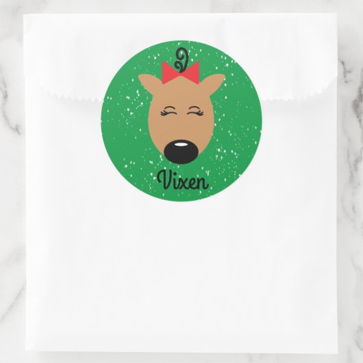 Vixen renindeer Classic Round Sticker (Tas)