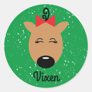 Vixen renindeer Classic Round Sticker
