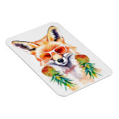Vixen vos met ondersteboven ananassen magneet (Rechterzijde)