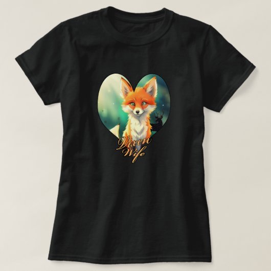 Vixen Vrouw schattige vos met hert silhouet T-shirt (Design voorkant)