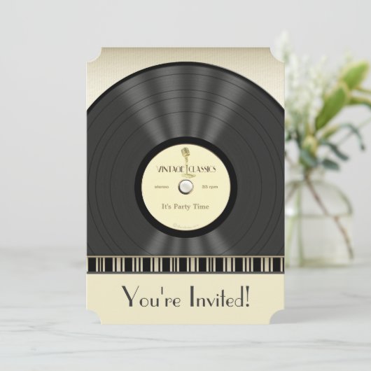  viylfotoserie-uitnodigingen voor microfoons kaart (Staand voorkant)