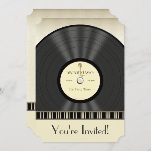  viylfotoserie-uitnodigingen voor microfoons kaart (Voorkant / Achterkant)