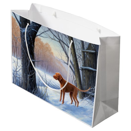 Vizla laat het sneeuwen Kerstmis Groot Cadeauzakje (Achterkant Gekanteld)