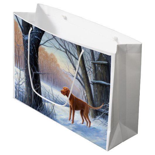 Vizla laat het sneeuwen Kerstmis Groot Cadeauzakje (Voorkant Gekanteld)