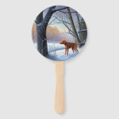 Vizla laat het sneeuwen Kerstmis Handwaaier (Achterkant)