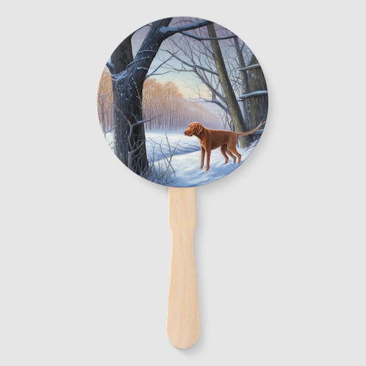 Vizla laat het sneeuwen Kerstmis Handwaaier (Voorkant)