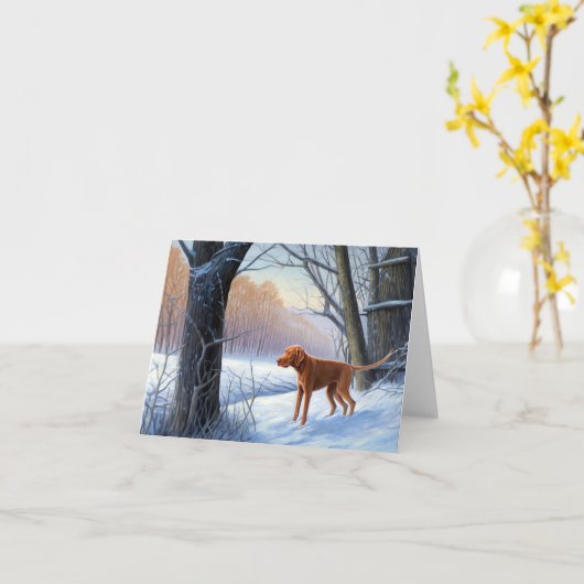 Vizla laat het sneeuwen Kerstmis Kaart (Gele Bloem)