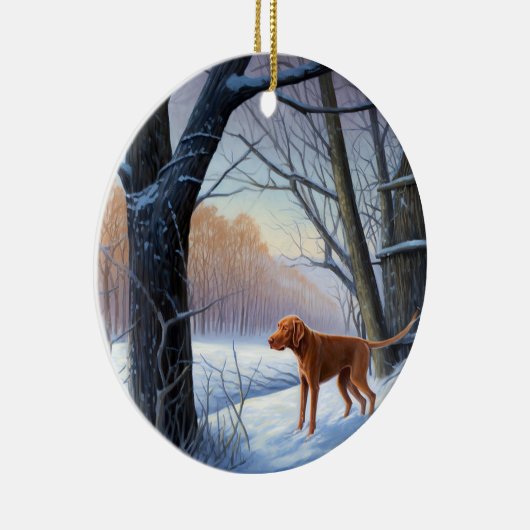 Vizla laat het sneeuwen Kerstmis Keramisch Ornament (Rechts)