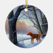 Vizla laat het sneeuwen Kerstmis Keramisch Ornament (Voorkant)