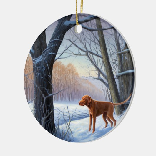 Vizla laat het sneeuwen Kerstmis Keramisch Ornament (Links)