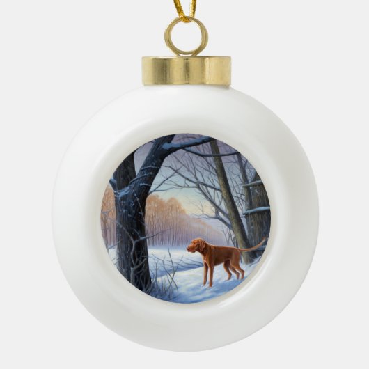 Vizla laat het sneeuwen Kerstmis Keramische Bal Ornament (Voorkant)