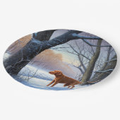 Vizla laat het sneeuwen Kerstmis Papieren Bordje (Gekanteld)