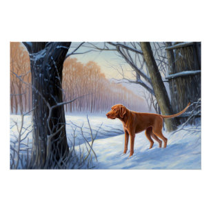 Vizla laat het sneeuwen Kerstmis Perfect Poster