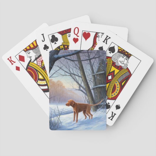 Vizla laat het sneeuwen Kerstmis Pokerkaarten (Achterkant)