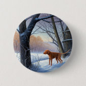 Vizla laat het sneeuwen Kerstmis Ronde Button 5,7 Cm (Voorkant)
