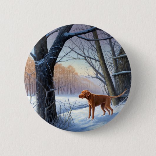 Vizla laat het sneeuwen Kerstmis Ronde Button 5,7 Cm (Voorkant)